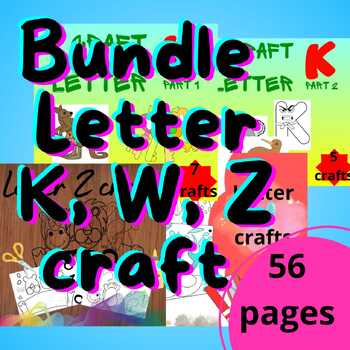 Preview of Letter K W Z Craft Bundle & Coloring Pages | Colored Version B&W Version
