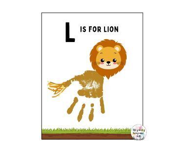 Preview of Letter L Handprint Art Craft Printable Template / Alphabet / L is for Lion