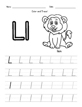 Letter L Worksheet Color and Trace by Lesson Kits | TPT