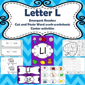 Preview of Letter L activities (emergent readers, word work worksheets, centers)