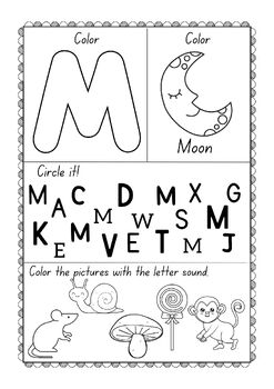 Letter M Activity Worksheets & Printables For Kids by Boopanpankids