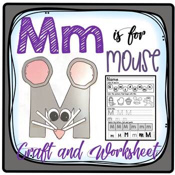 Preview of Letter M Craft: Alphabet Craft, Mm Craft, M is for Mouse Craft and Worksheet