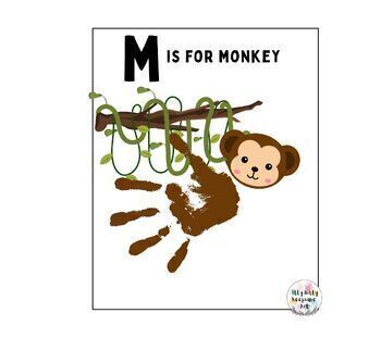 Preview of Letter M Handprint Art Craft Printable Template / Alphabet