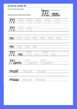 Letter 'M' Practice Worksheets for Upper and Lower Case by WonderTech World