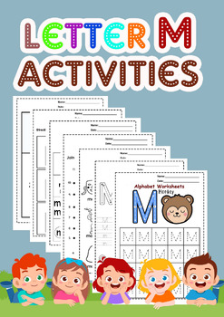 Preview of Letter M Worksheets PDF- Recognize, Trace, & Print