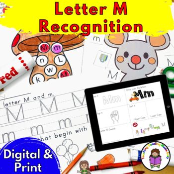 Preview of Letter M Worksheets for Letter Sound Recognition | Print and Digital Bundle