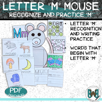 Letter M is for Mouse Booklet by Backwoods Barn Sketch | TPT