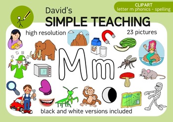 Preview of Letter M phonics - spelling clipart with free preview