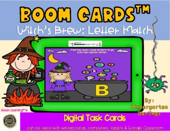 Preview of Letter Match: Witch's Brew -- Digital Boom Cards for Distance Learning