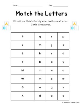 Letter Match for Kindergarten by Inspirational Teaching Corner | TPT