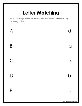 Letter Matching A-E | Preschool Pre-K Worksheet by The Preschool Specialist