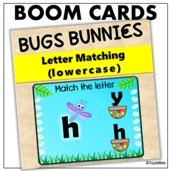 Preview of BOOM CARDS: lowercase Letter Matching_Bug Bunnies Theme
