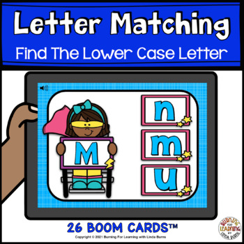 Preview of Letter Matching - Find The Lower Case Letters Boom Cards™ and Easel Assessment