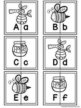 line worksheets for math grade 4 Letter Bees  {Uppercase Lowercase Puzzles  Matching and