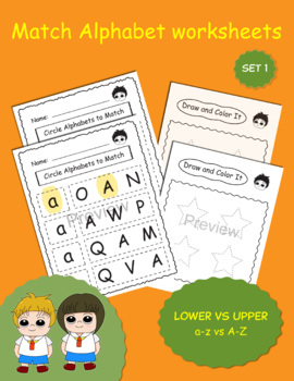 Preview of Letter Matching Worksheets, Matching Lowercase vs Uppercase Alphabet (Set1)