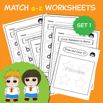 Preview of Letter Matching Worksheets, Matching letters, Matching Lowercase Alphabet(Set 1)