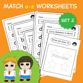 Preview of Letter Matching Worksheets, Matching letters, Matching Lowercase Alphabet(Set 2)