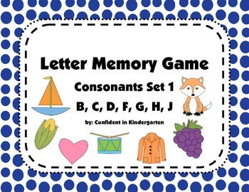 Letter Memory Game Consonant Pack 1 Letters B C D F G H And J