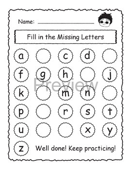 Letter Missing Worksheets, Missing letters, Missing Lowercase Alphabet ...