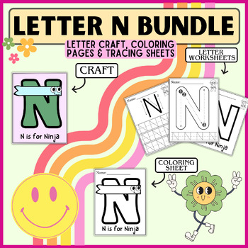 Preview of Letter N Craft // Letter N worksheets // Letter N coloring sheet