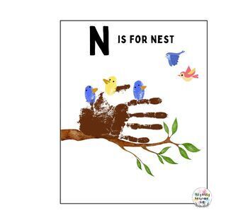 Preview of Letter N Handprint Art Craft Printable Template / Alphabet / N is for Nest
