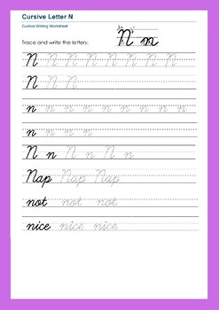 Preview of Letter 'N' Practice Worksheets for Upper and Lower Case