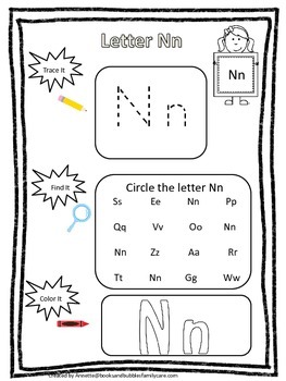letter n trace it find it color it preschool printable worksheet daycare