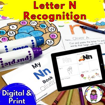 Preview of Letter N Worksheets for Letter Sound Recognition | Print and Digital Bundle