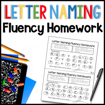 Preview of Letter Naming Fluency Homework RTI for Kindergarten