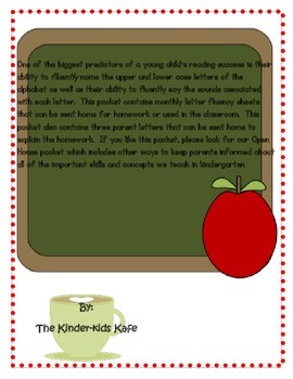 Letter Naming Fluency Homework Packet by Kinder-Kids Kafe | TPT