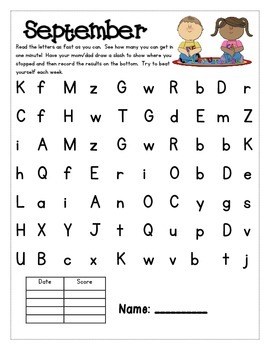 letter naming fluency homework
