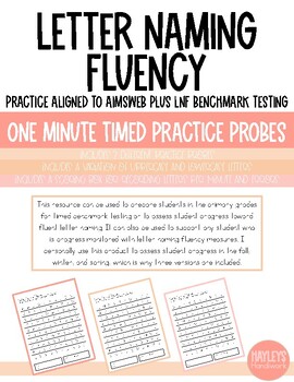 Preview of Letter Naming Fluency Practice Probes (Aligned to Aimsweb Plus Benchmark Test)