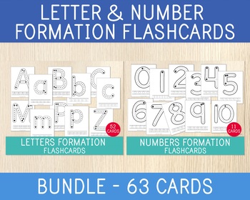 Preview of Letter & Number Formation Flashcards. BUNDLE. Tracing Practice. Centers