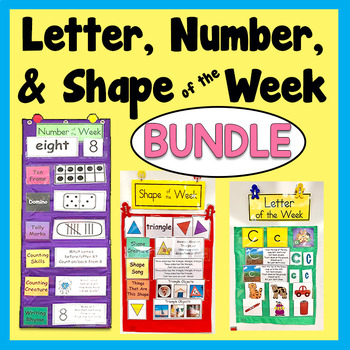 Preview of Letter, Number, & Shape of the Week Set - Heidi Songs - Focus Wall Bundle