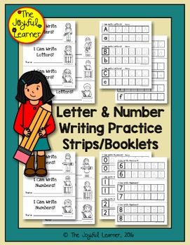 Preview of Letter & Number Writing Practice Strips/Booklets