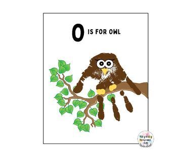 Preview of Letter O Handprint Art Craft Printable Template / Alphabet / O is for Owl