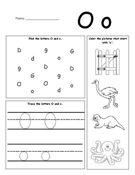 Letter O Worksheet by Alison Williams | Teachers Pay Teachers