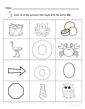 Letter Oo Words Coloring Worksheet by Nola Educator | TpT