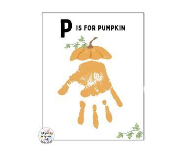 Preview of Letter P Handprint Art Craft Printable Template / Alphabet / P is for Pumpkin