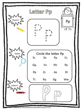 letter p trace it find it color it preschool printable worksheet daycare