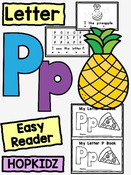 Preview of Letter P p Easy Reader, ABC Book, Letter P Activities, Color, Trace, Printables