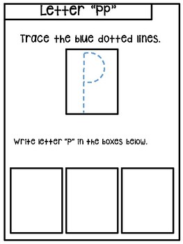 Letter P worksheet trace and write printable by Shine-EarlyEd