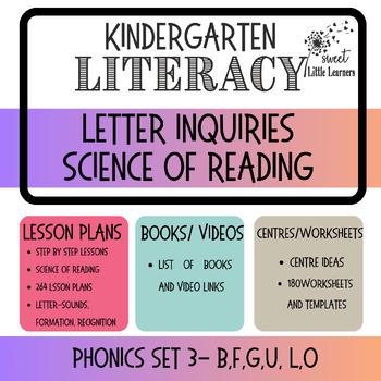 Preview of Letter Phonics Inquiry Package SET 3 - Letters G,F,L,U,O,B for Kindergarten