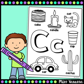 Printable Alphabet Coloring Pages Letters A-Z Beginning Sounds Practice