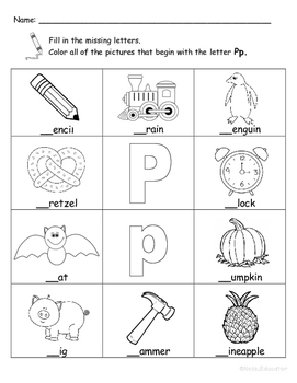 Letter Pp Coloring Worksheet by Nola Educator | TPT