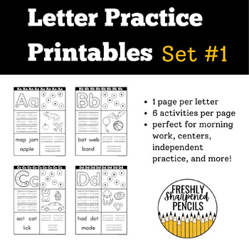 Letter Practice Worksheets By Freshly Sharpened Pencils 