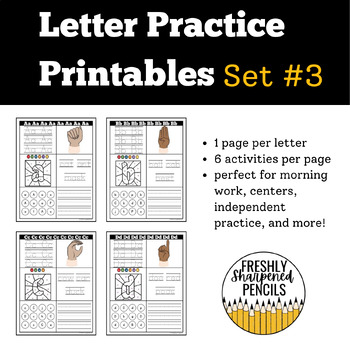 Preview of Letter Practice Worksheets Set #3