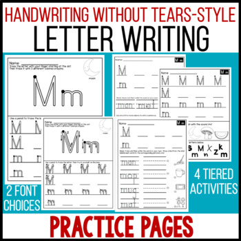 Preview of Letter Practice Writing Pages - Handwriting Without Tears or Primary Print
