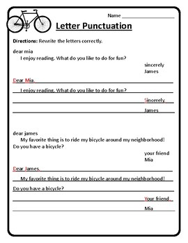 How to Write a Letter Practice Worksheet Letter Writing Letter Punctuation