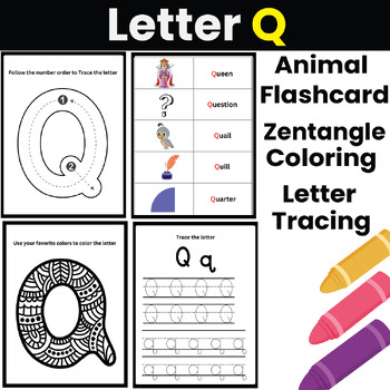 Alphabet Q For Vocabulary Reading Lesson Kids Coloring Set